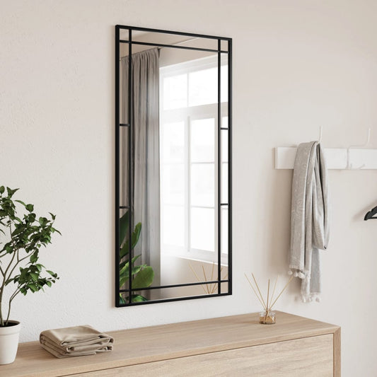 Wall Mirror Black Rectangle Iron