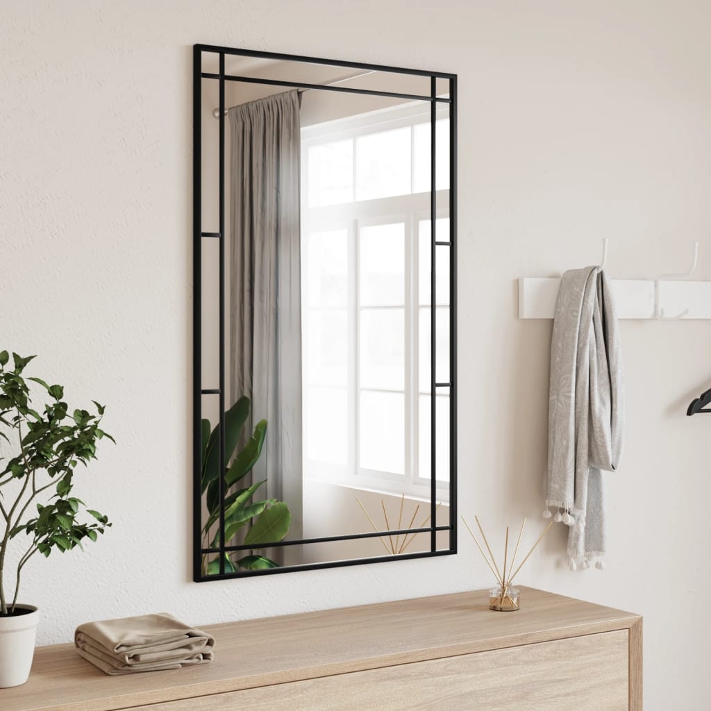 Wall Mirror Black Rectangle Iron