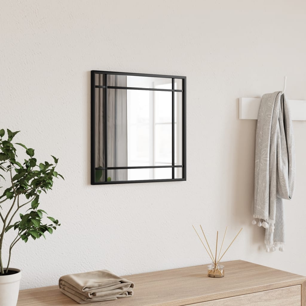 Wall Mirror Black Rectangle Iron