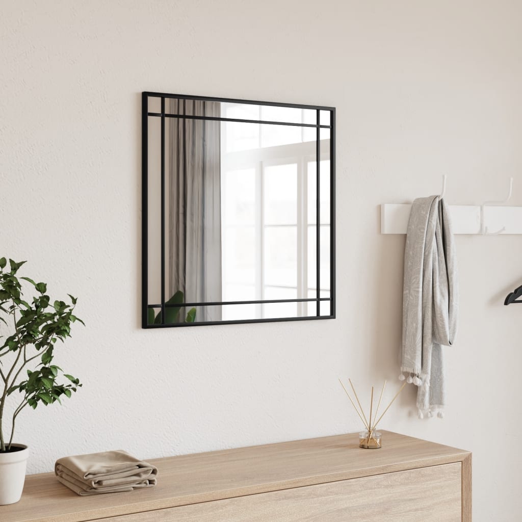 Wall Mirror Black Rectangle Iron
