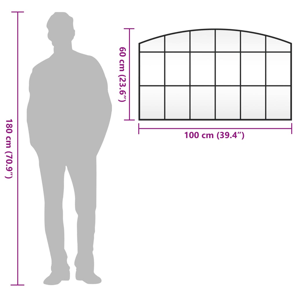 Wall Mirror Black Arch Iron