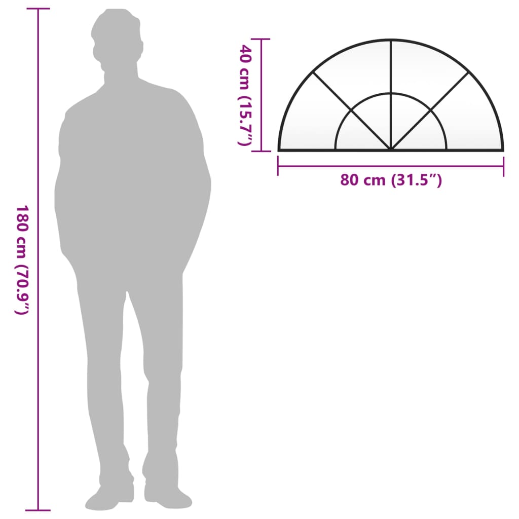 Wall Mirror Black Arch Iron