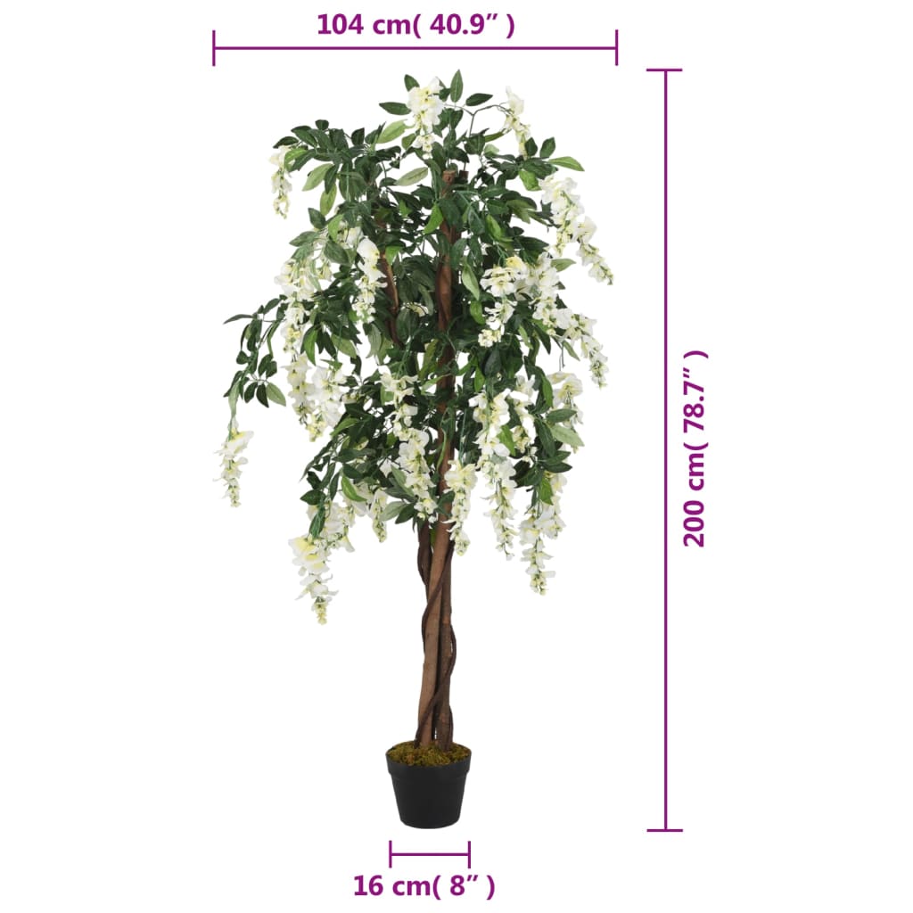 Artificial Wisteria Tree 1470 Leaves 200 cm Green and White