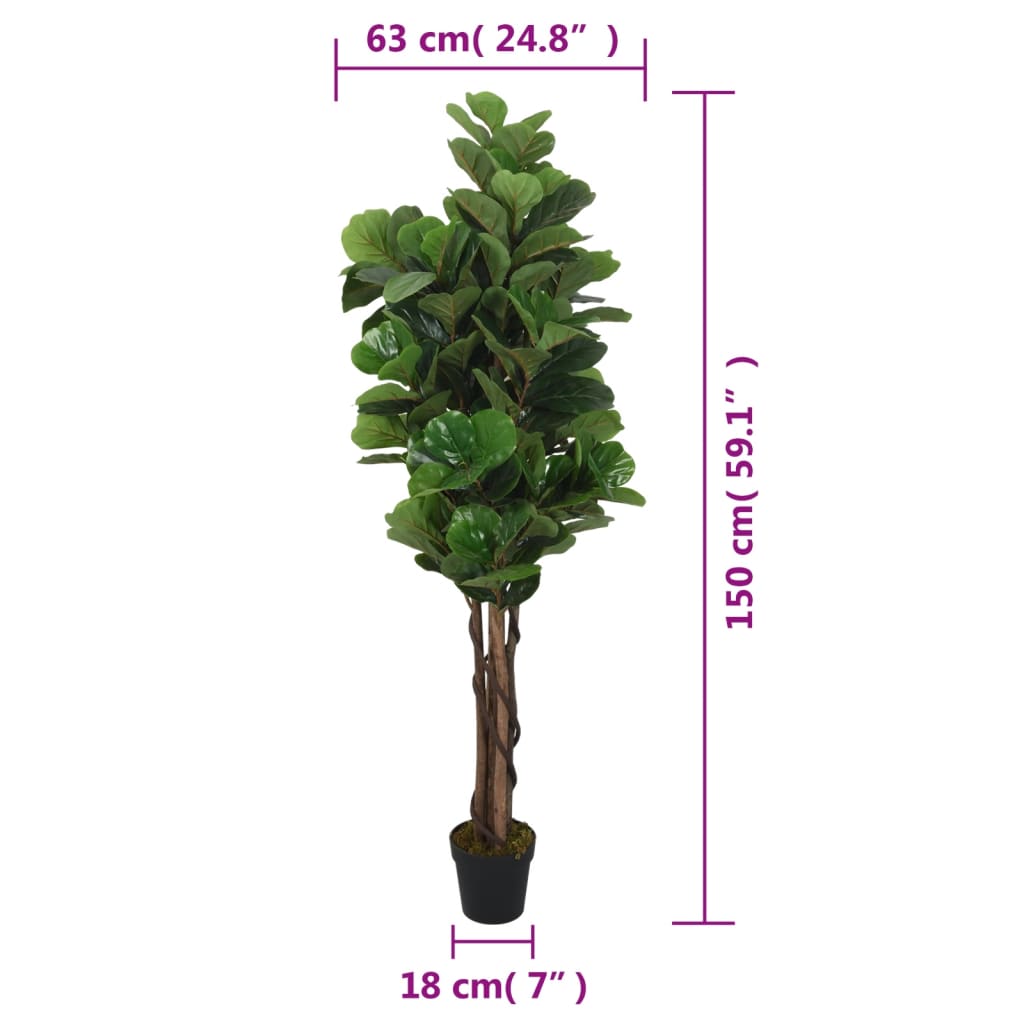 Artificial Fiddle Leaf Fig Tree 180 Leaves 150 cm Green