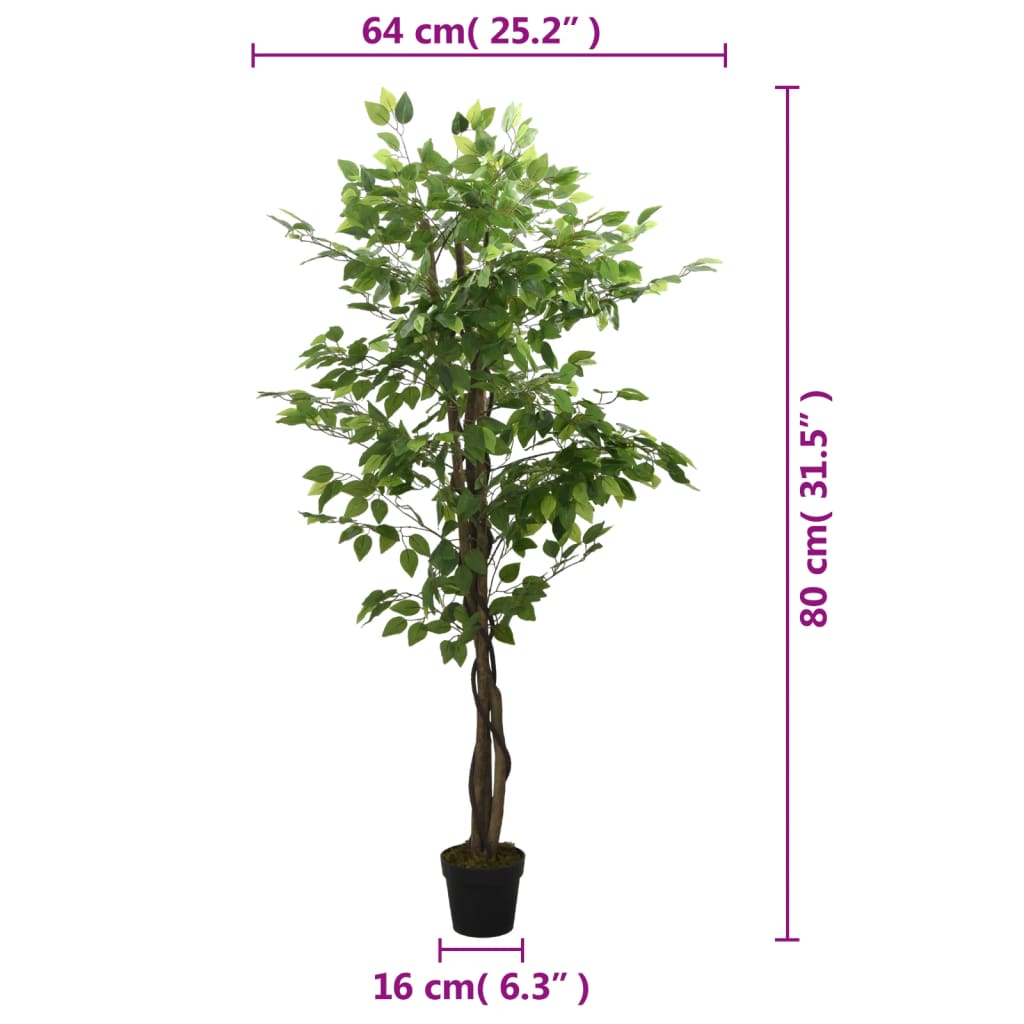 Artificial Ficus Tree 378 Leaves 80 cm Green