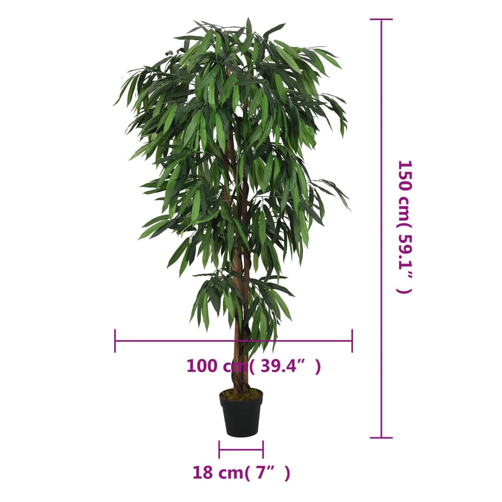 Artificial Mango Tree 600 Leaves 150 cm Green