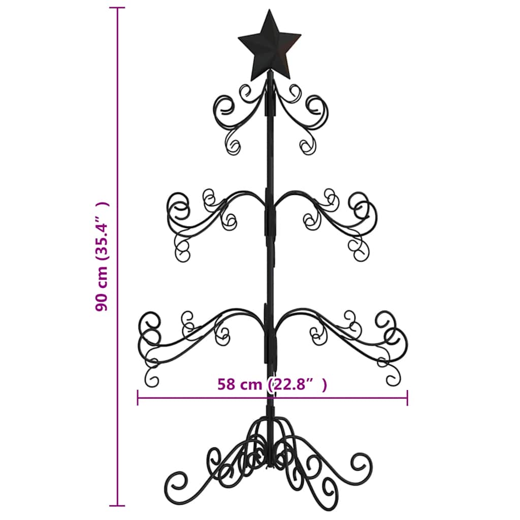 Metal Christmas Tree for Decoration Black 90 cm