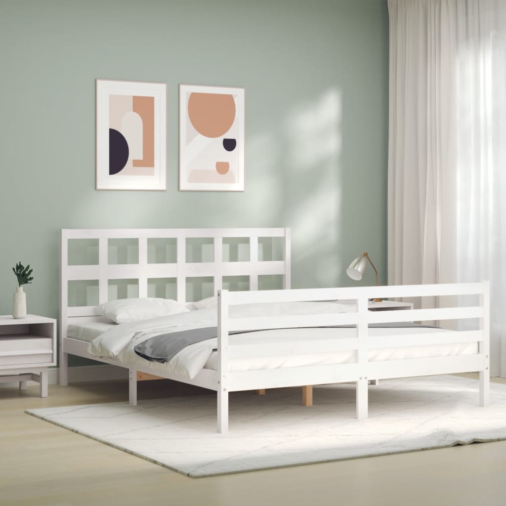 Bed Frame without Mattress White 160x200 cm Solid Wood