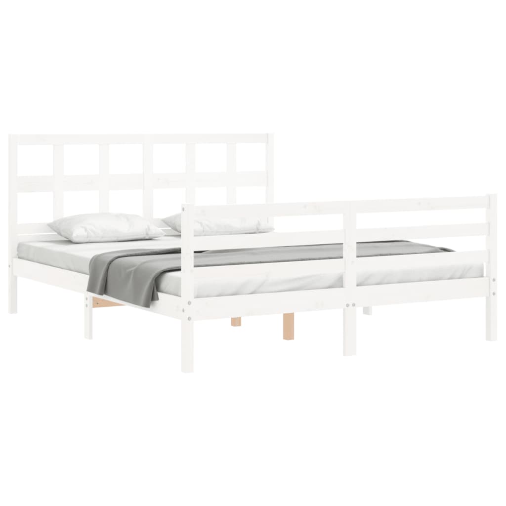 Bed Frame without Mattress White 160x200 cm Solid Wood