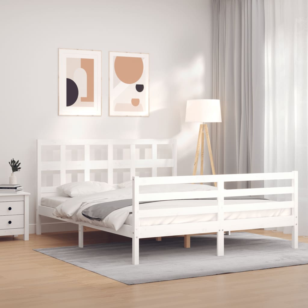 Bed Frame without Mattress White 160x200 cm Solid Wood