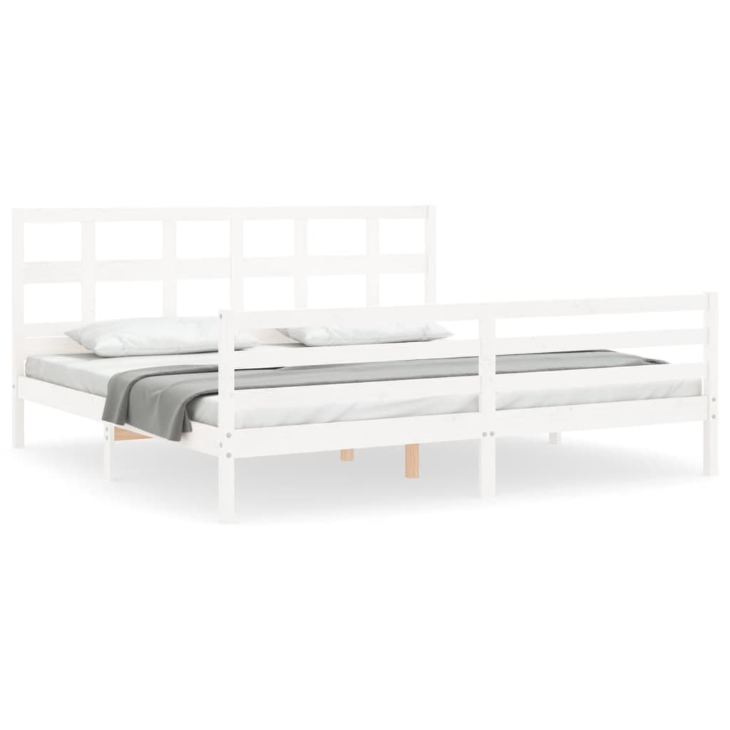 Bed Frame without Mattress White 200x200 cm Solid Wood
