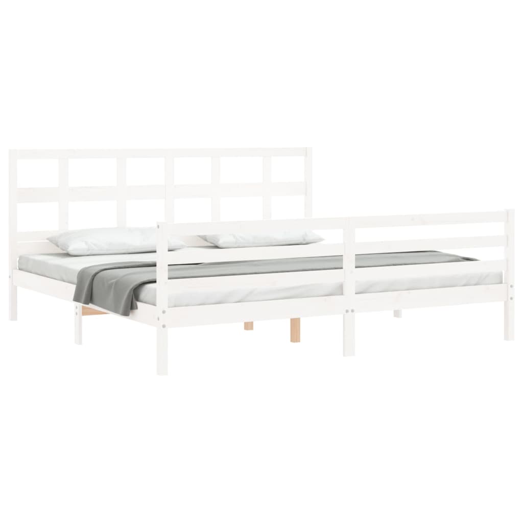 Bed Frame without Mattress White 200x200 cm Solid Wood
