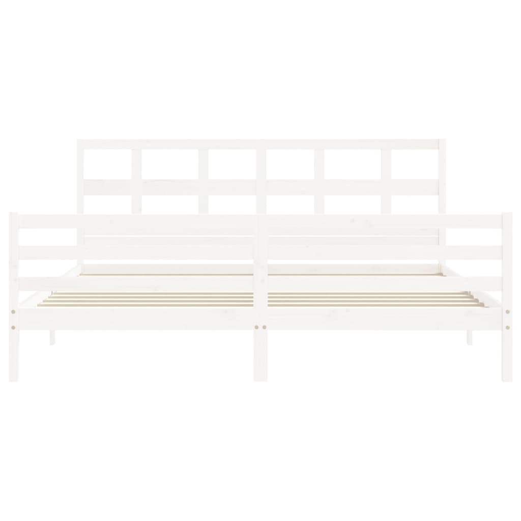 Bed Frame without Mattress White 200x200 cm Solid Wood