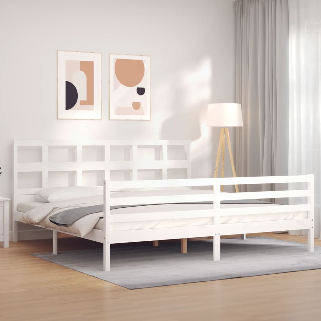 Bed Frame without Mattress White 200x200 cm Solid Wood