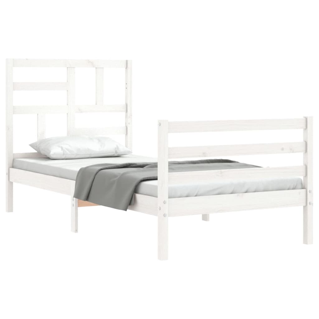 Bed Frame without Mattress White Small Single Solid Wood