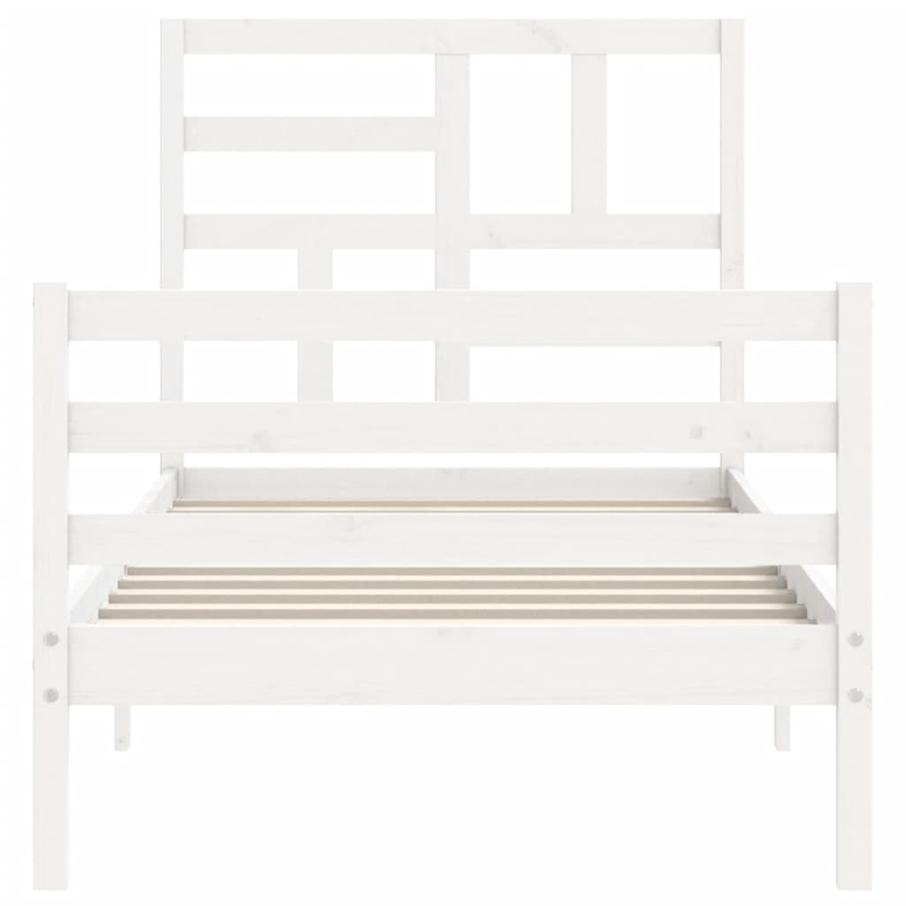 Bed Frame without Mattress White Small Single Solid Wood