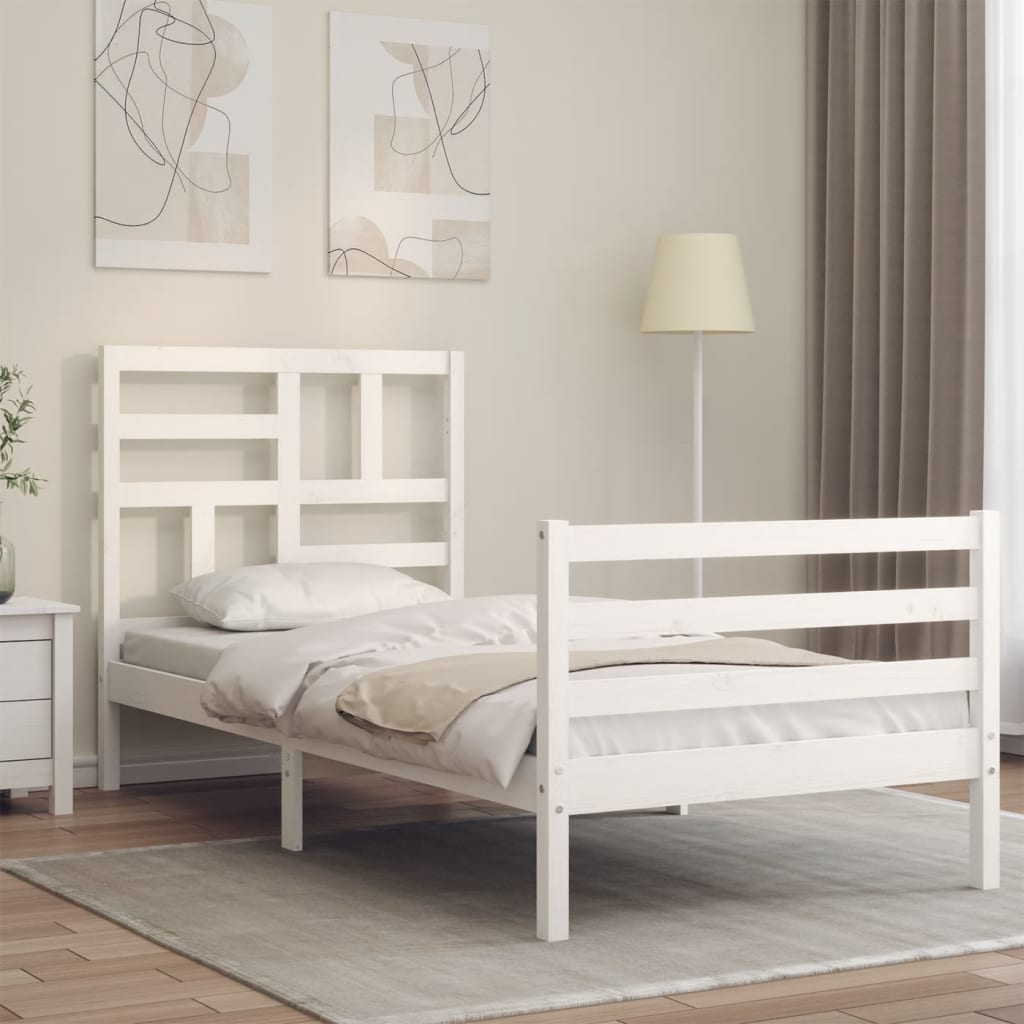 Bed Frame without Mattress White Small Single Solid Wood
