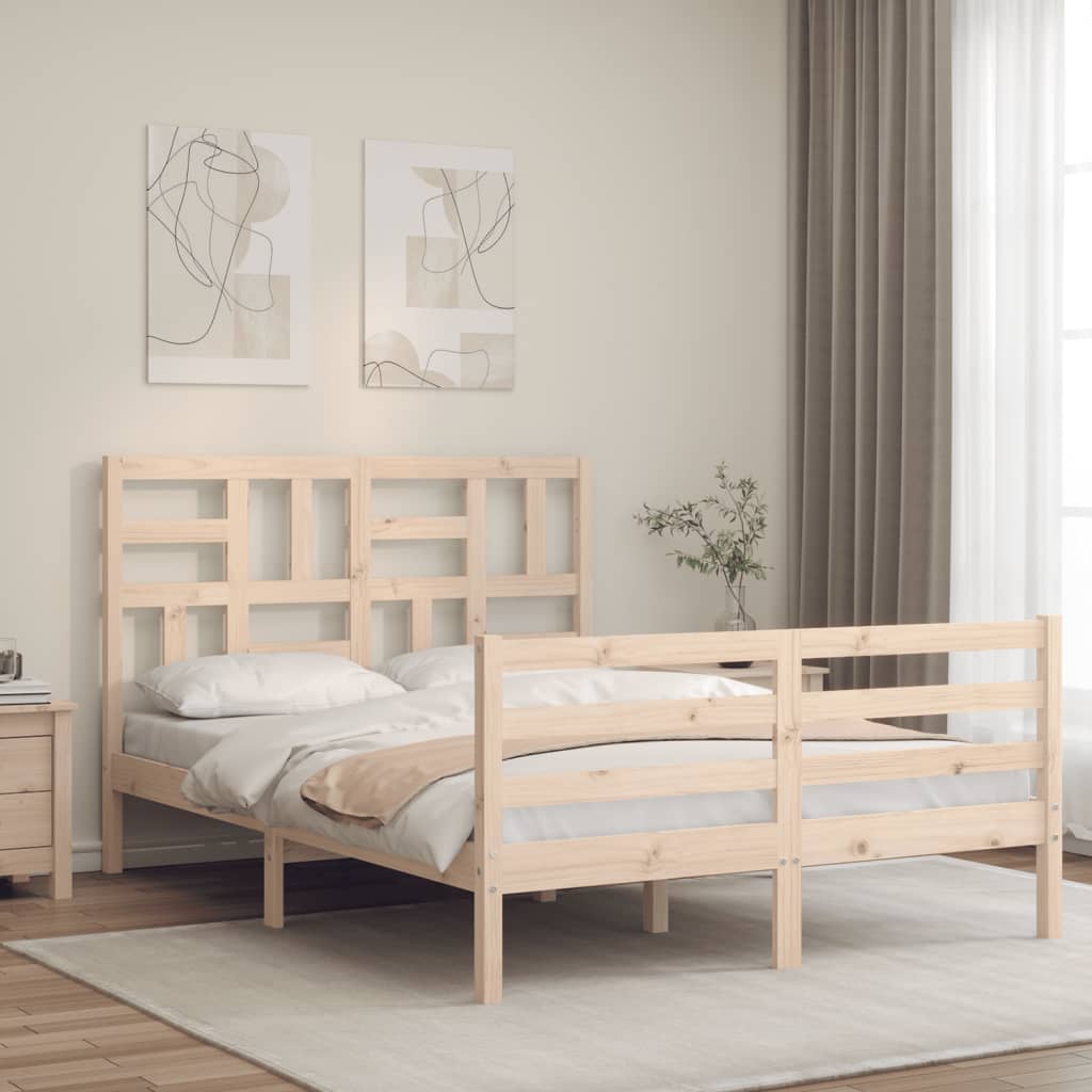 Bed Frame without Mattress Double Solid Wood