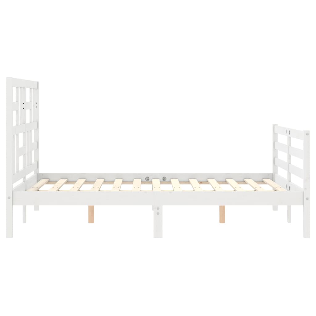Bed Frame without Mattress White Double Solid Wood