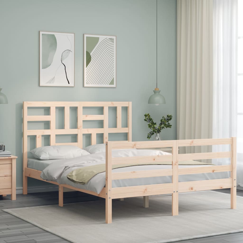 Bed Frame without Mattress 140x190 cm Solid Wood