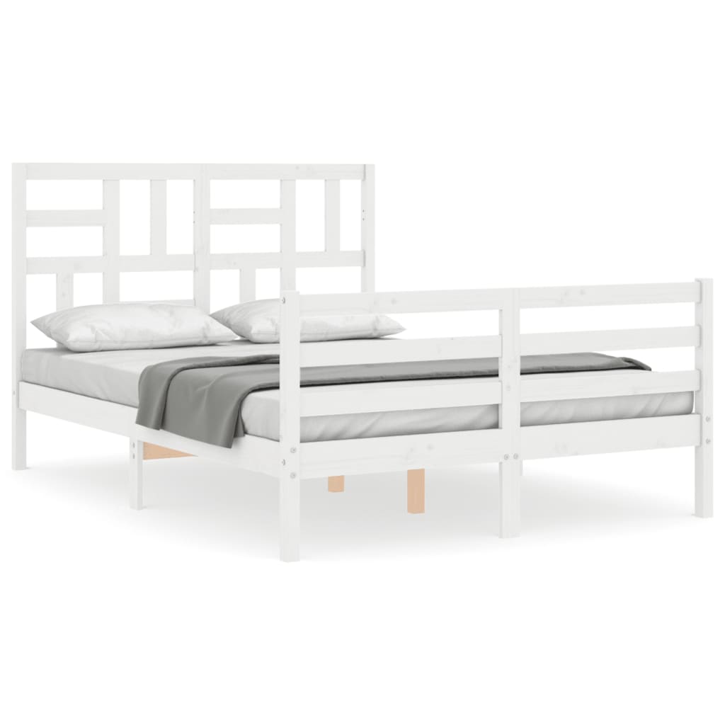 Bed Frame without Mattress White 140x190 cm Solid Wood
