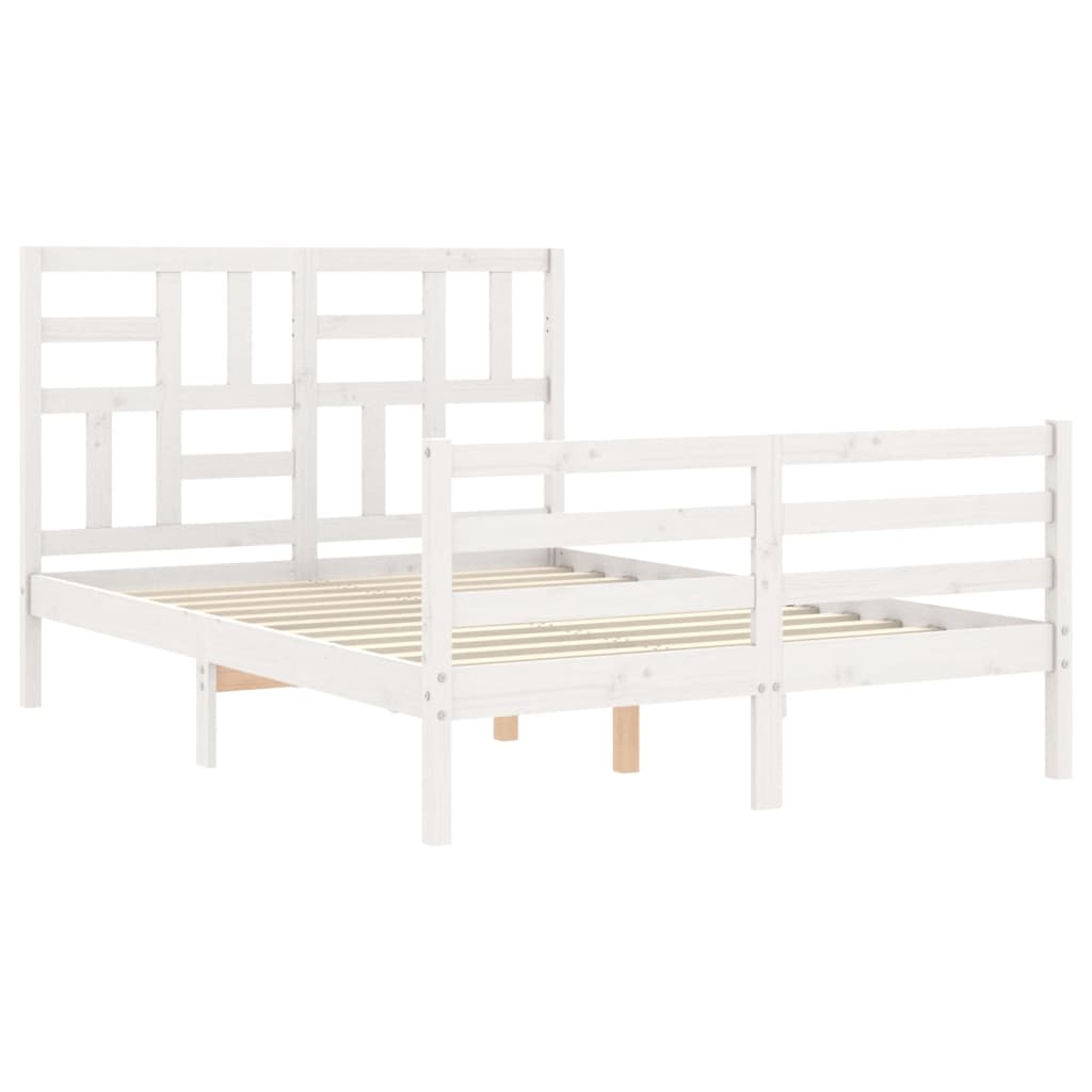 Bed Frame without Mattress White 140x190 cm Solid Wood