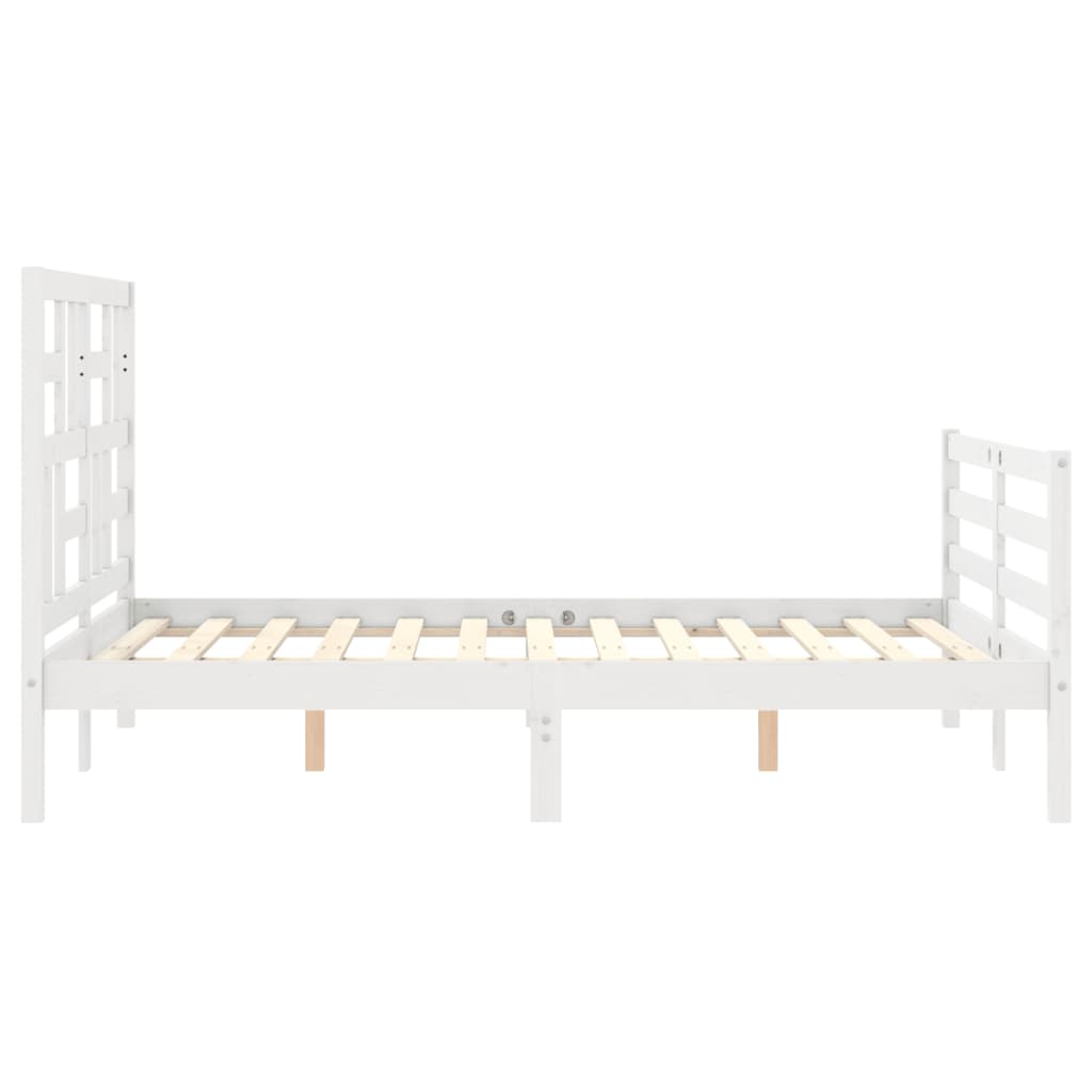 Bed Frame without Mattress White 140x190 cm Solid Wood