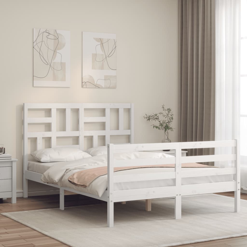 Bed Frame without Mattress White 140x190 cm Solid Wood