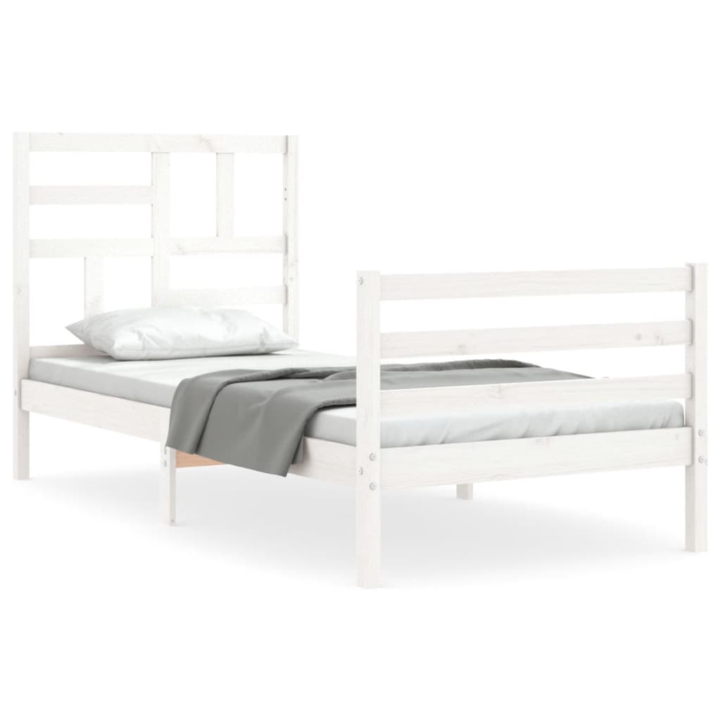 Bed Frame without Mattress White 90x200 cm Solid Wood