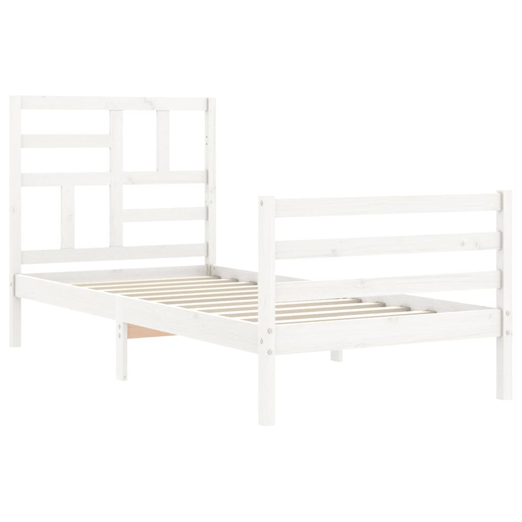 Bed Frame without Mattress White 90x200 cm Solid Wood