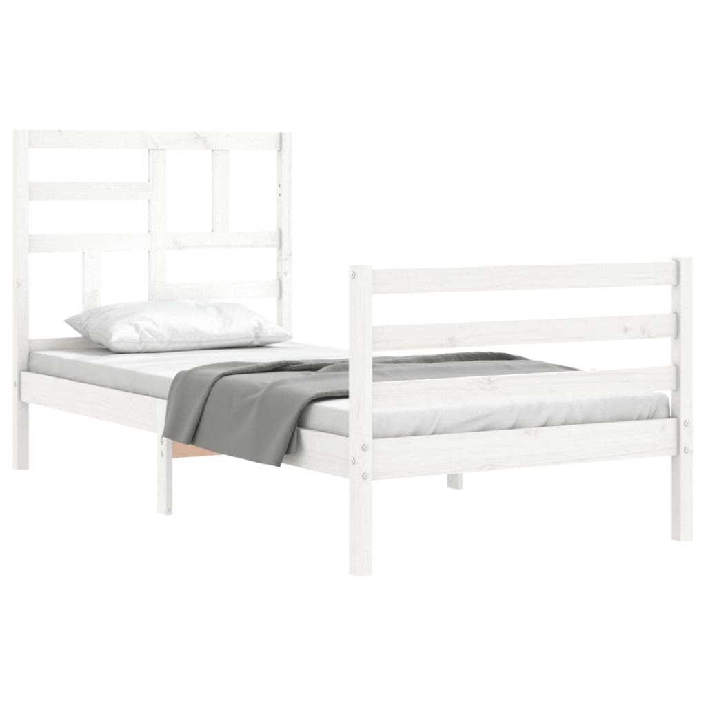 Bed Frame without Mattress White 90x200 cm Solid Wood