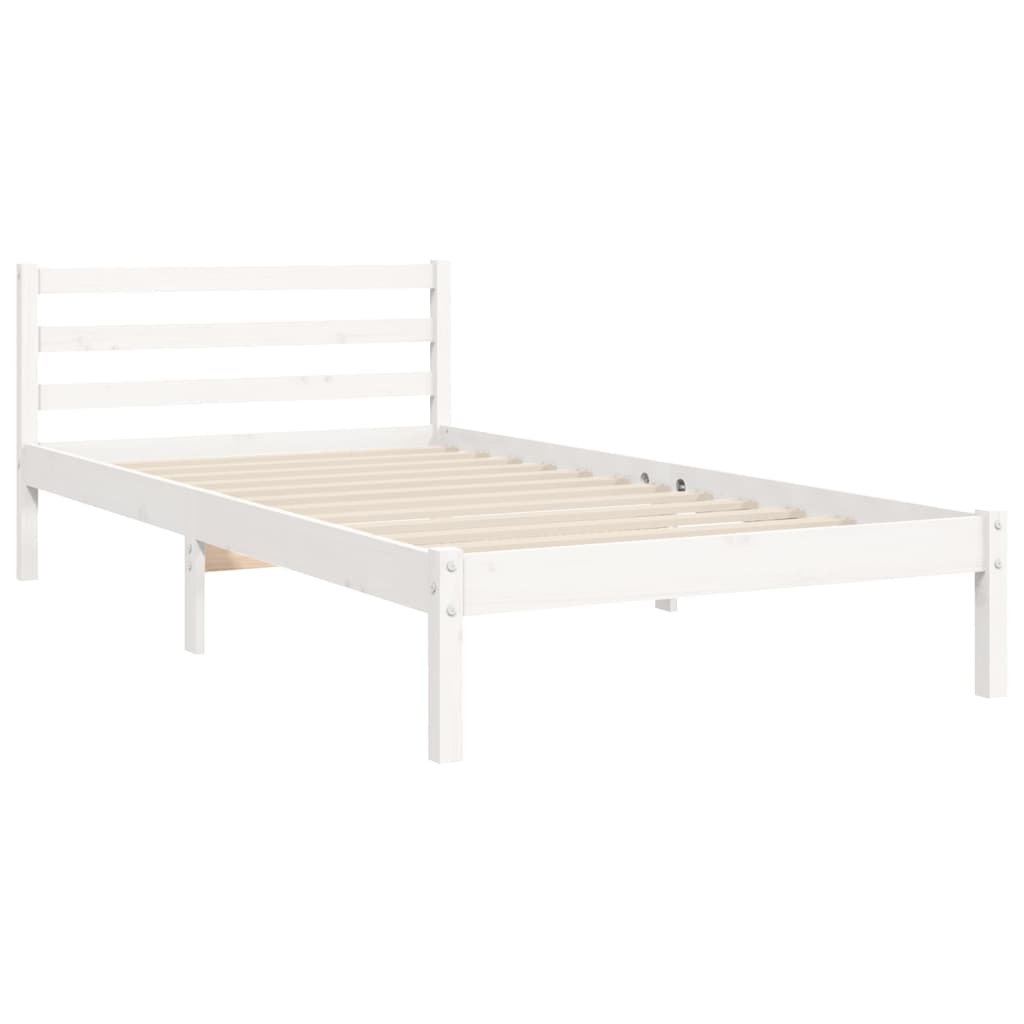Bed Frame without Mattress White 90x200 cm Solid Wood