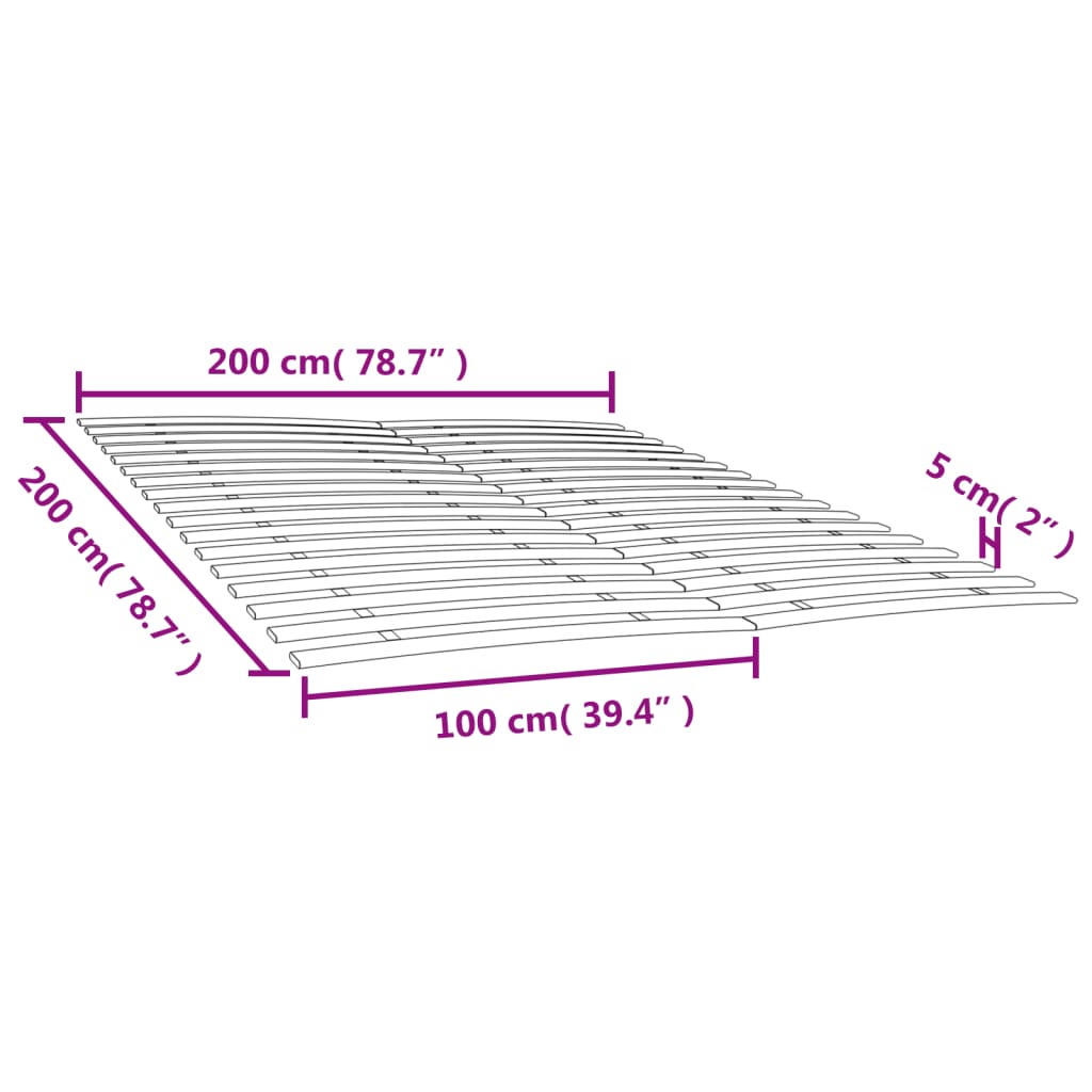 Bed Slats Replacements with 34 Slats 2 pcs 100x200 cm