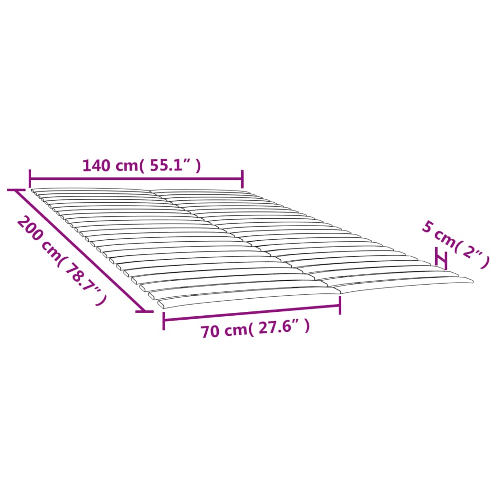 Bed Slats Replacements with 48 Slats 2 pcs 70x200 cm