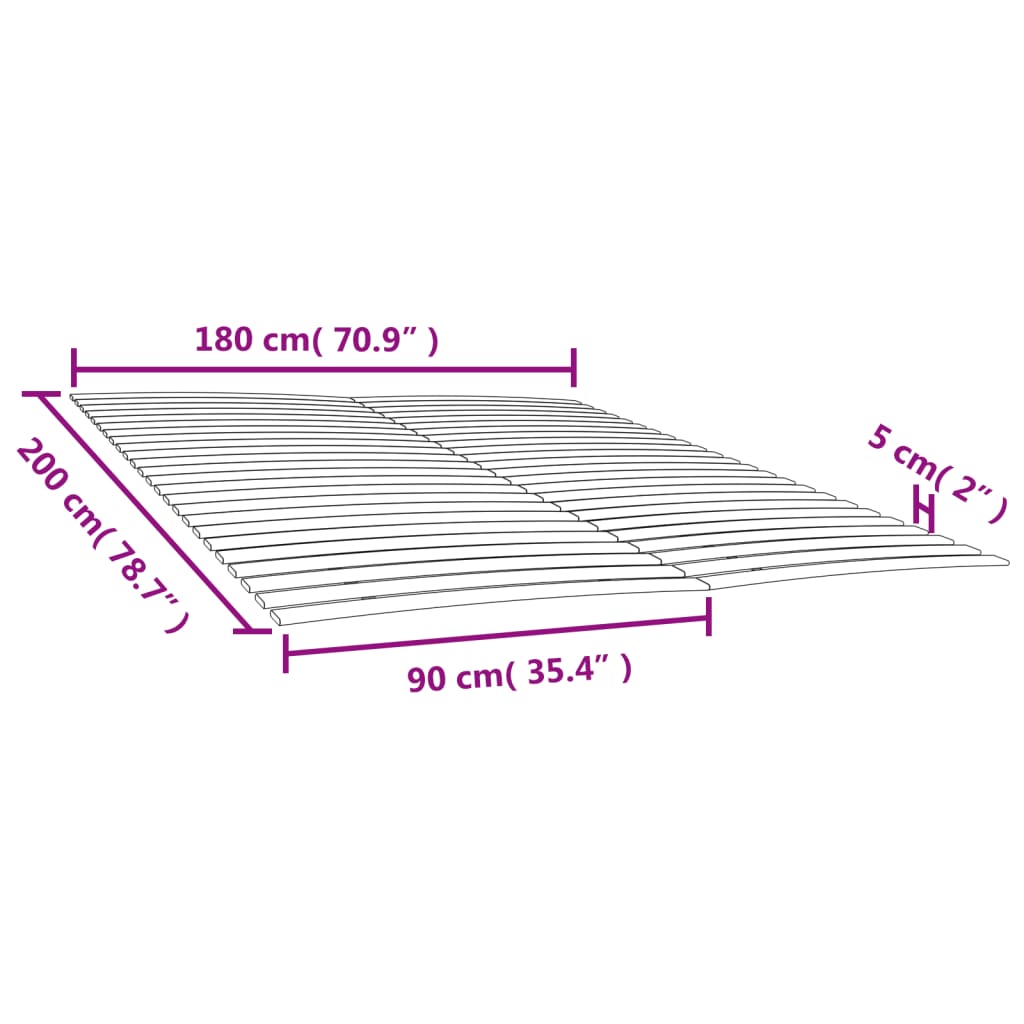 Bed Slats Replacements with 48 Slats 2 pcs 90x200 cm