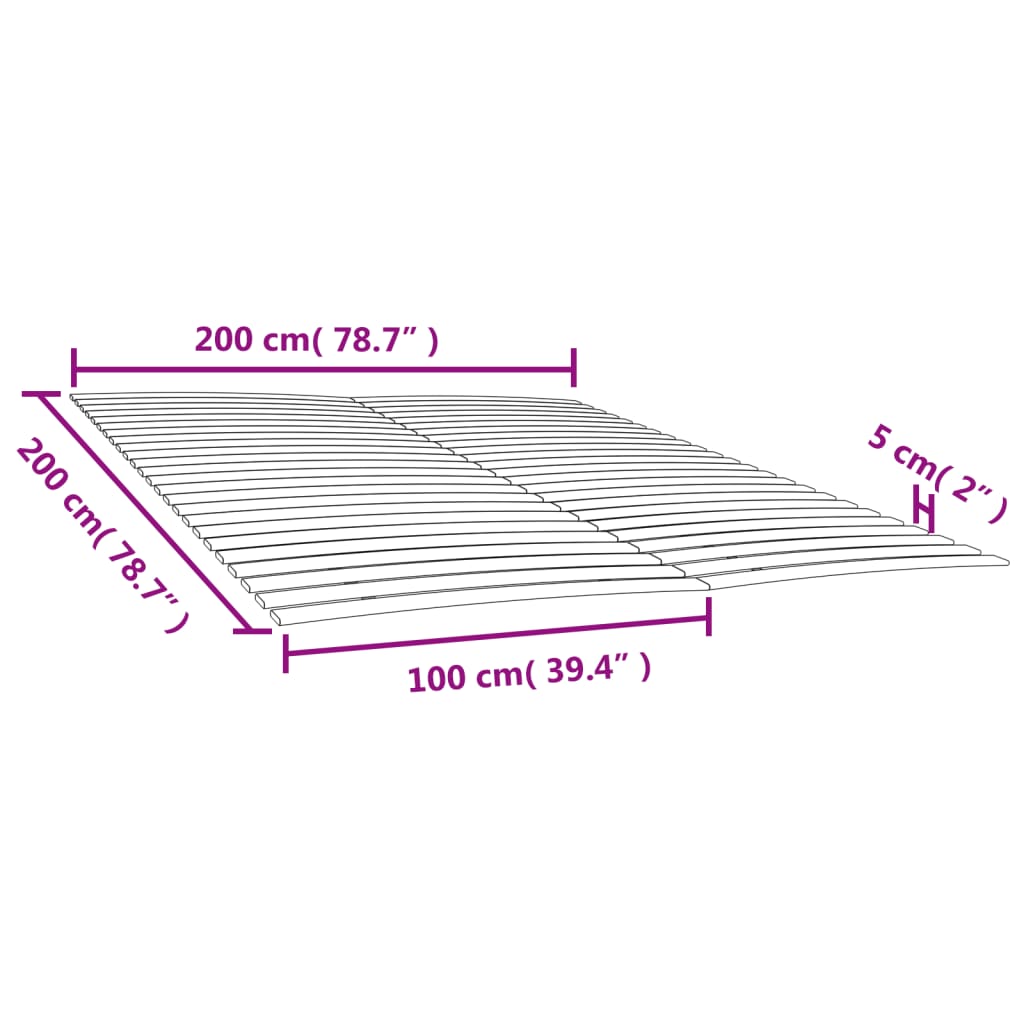 Bed Slats Replacements with 48 Slats 2 pcs 100x200 cm