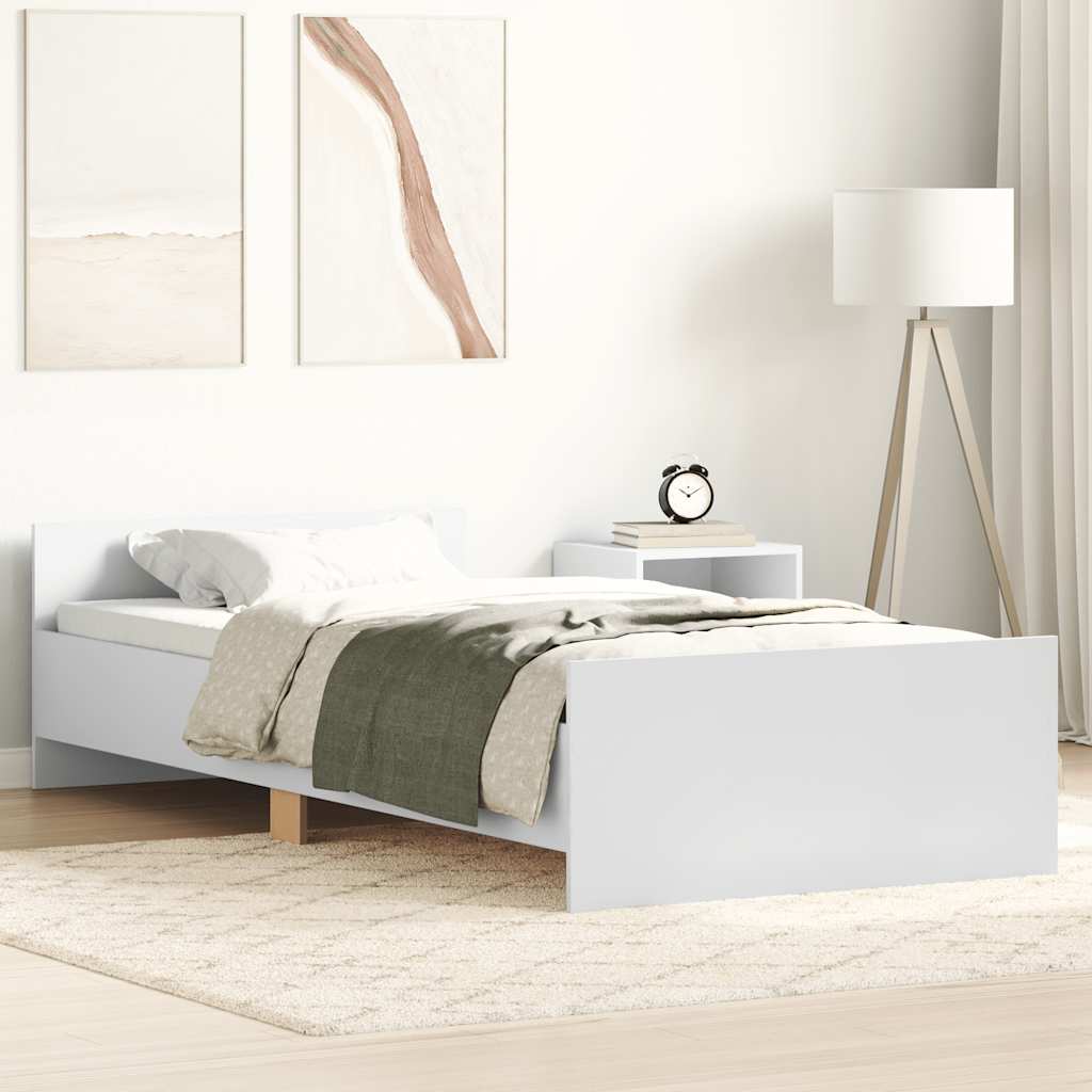Bed Frame without Mattress White 90x200 cm Engineered Wood