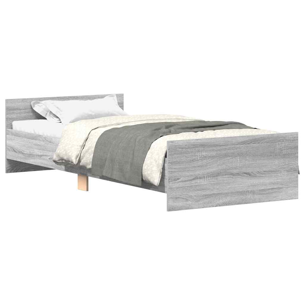 Bed Frame without Mattress Grey Sonoma 90x200 cm Engineered Wood