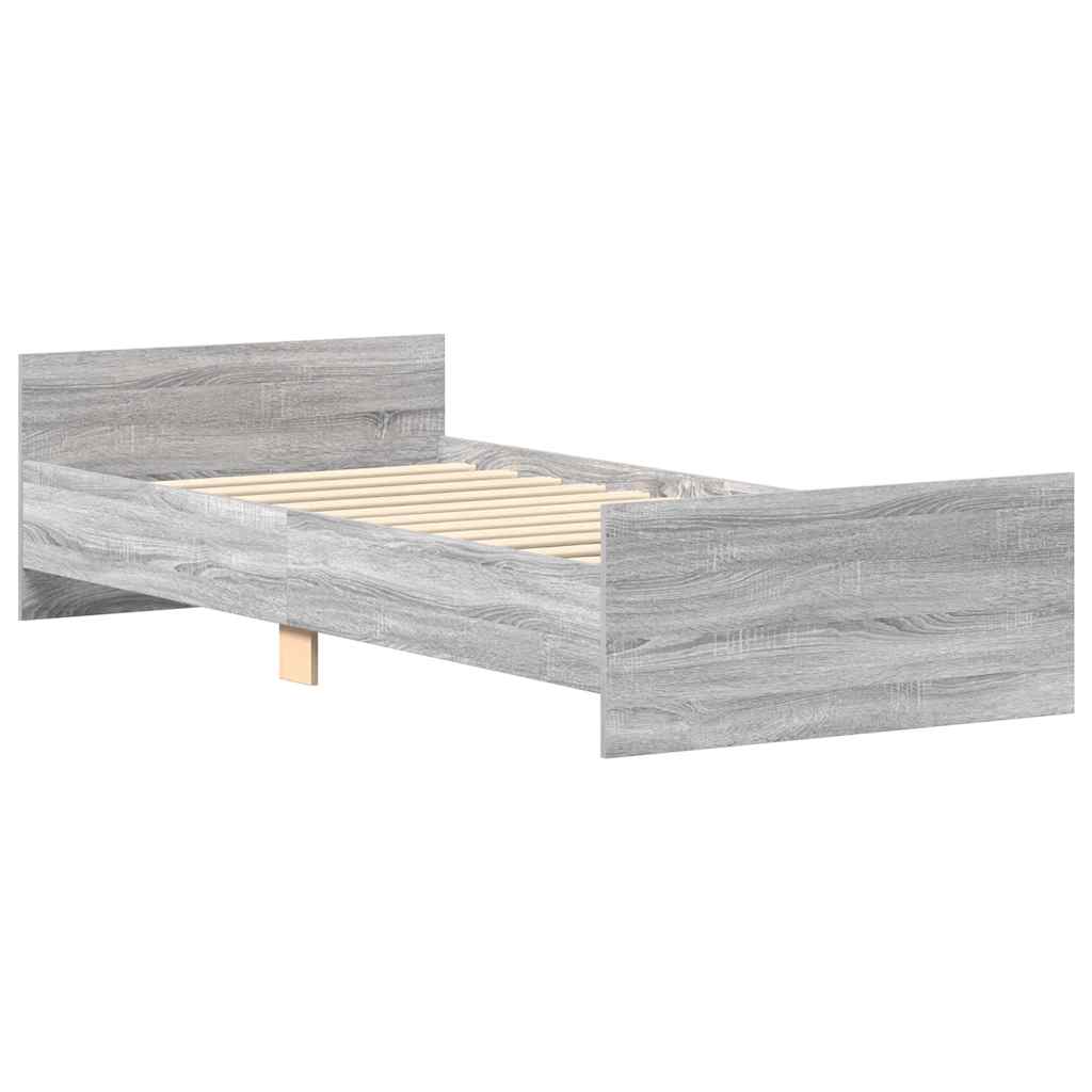 Bed Frame without Mattress Grey Sonoma 90x200 cm Engineered Wood