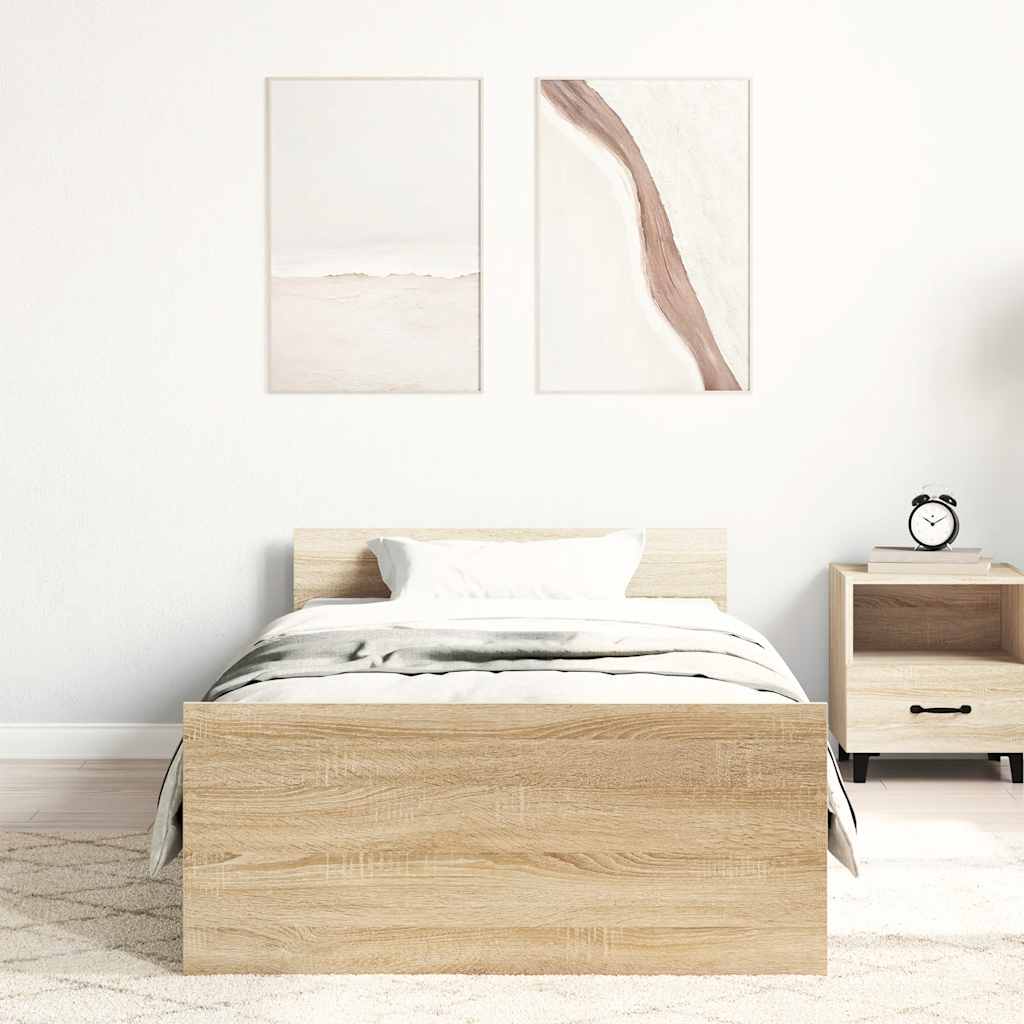 Bed Frame without Mattress Sonoma Oak 100x200 cm Engineered Wood