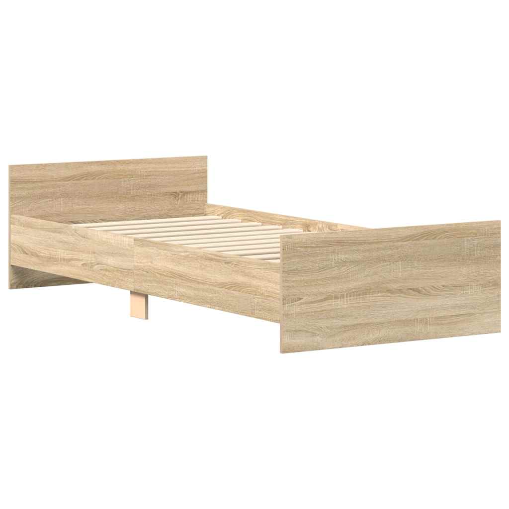 Bed Frame without Mattress Sonoma Oak 100x200 cm Engineered Wood