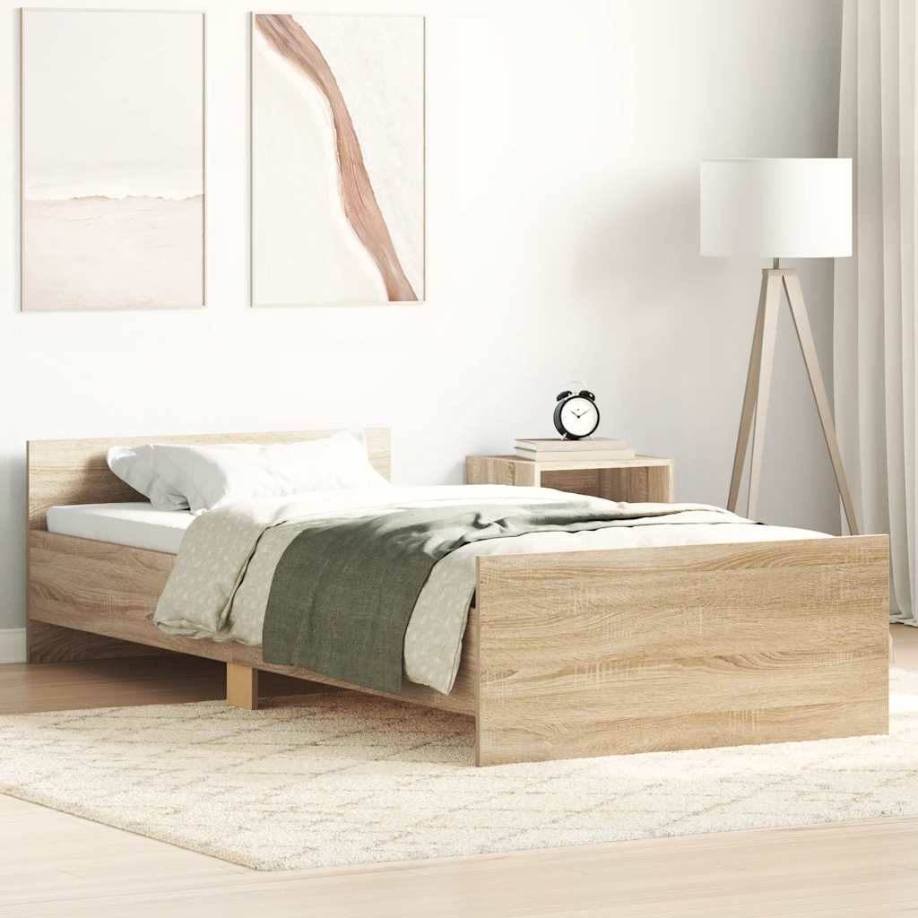 Bed Frame without Mattress Sonoma Oak 100x200 cm Engineered Wood