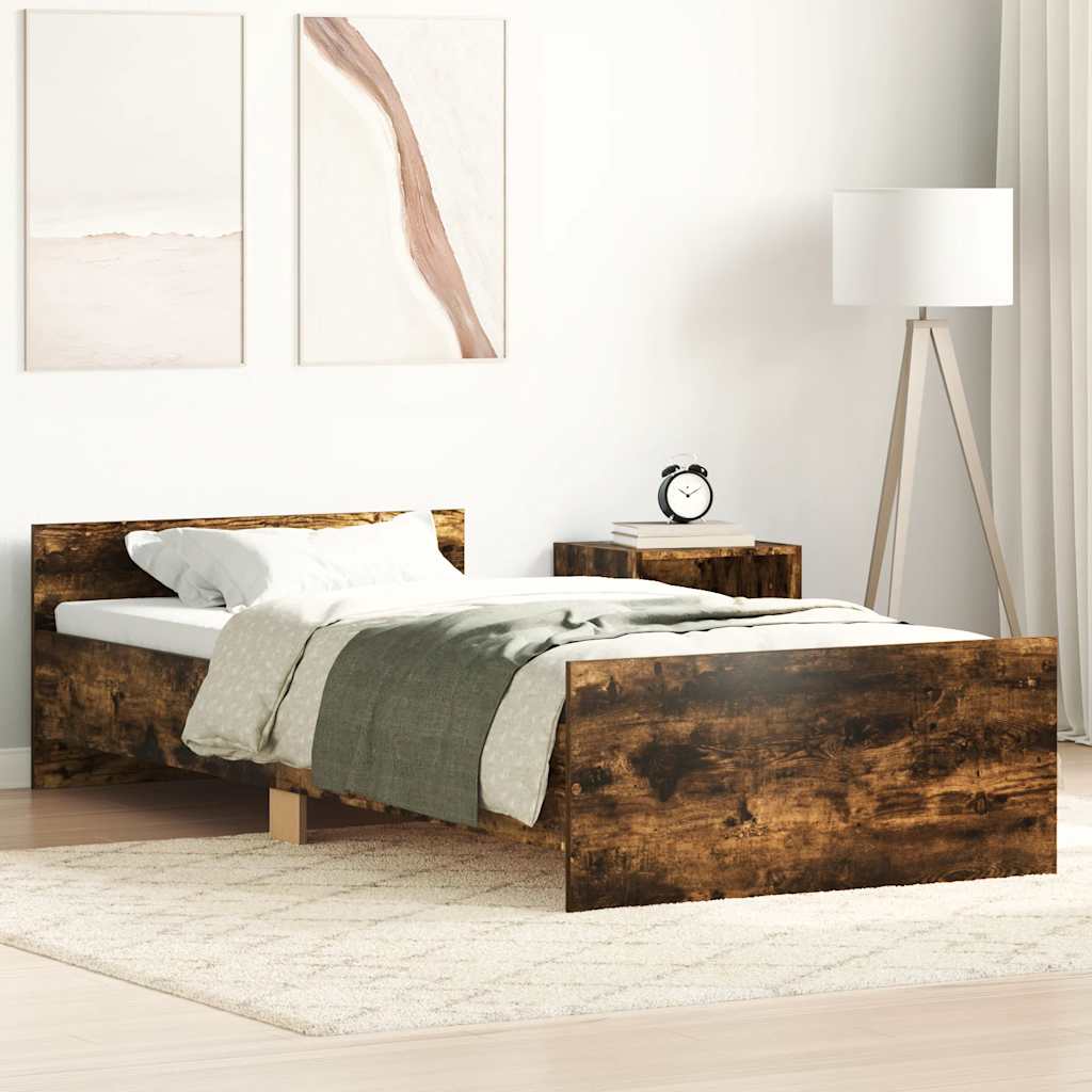 Bed Frame without Mattress Smoked Oak 100x200 cm Engineered Wood