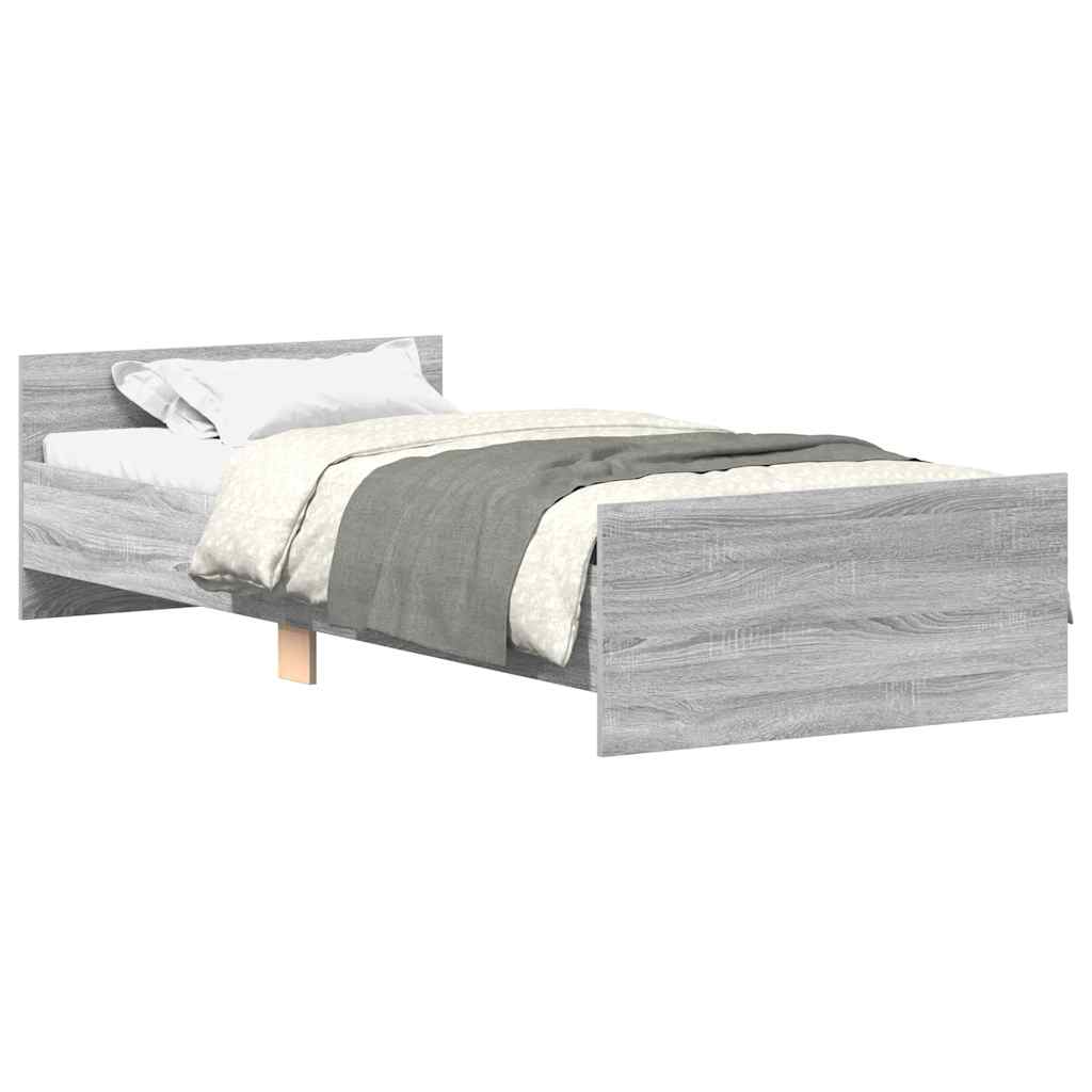 Bed Frame without Mattress Grey Sonoma 100x200 cm Engineered Wood