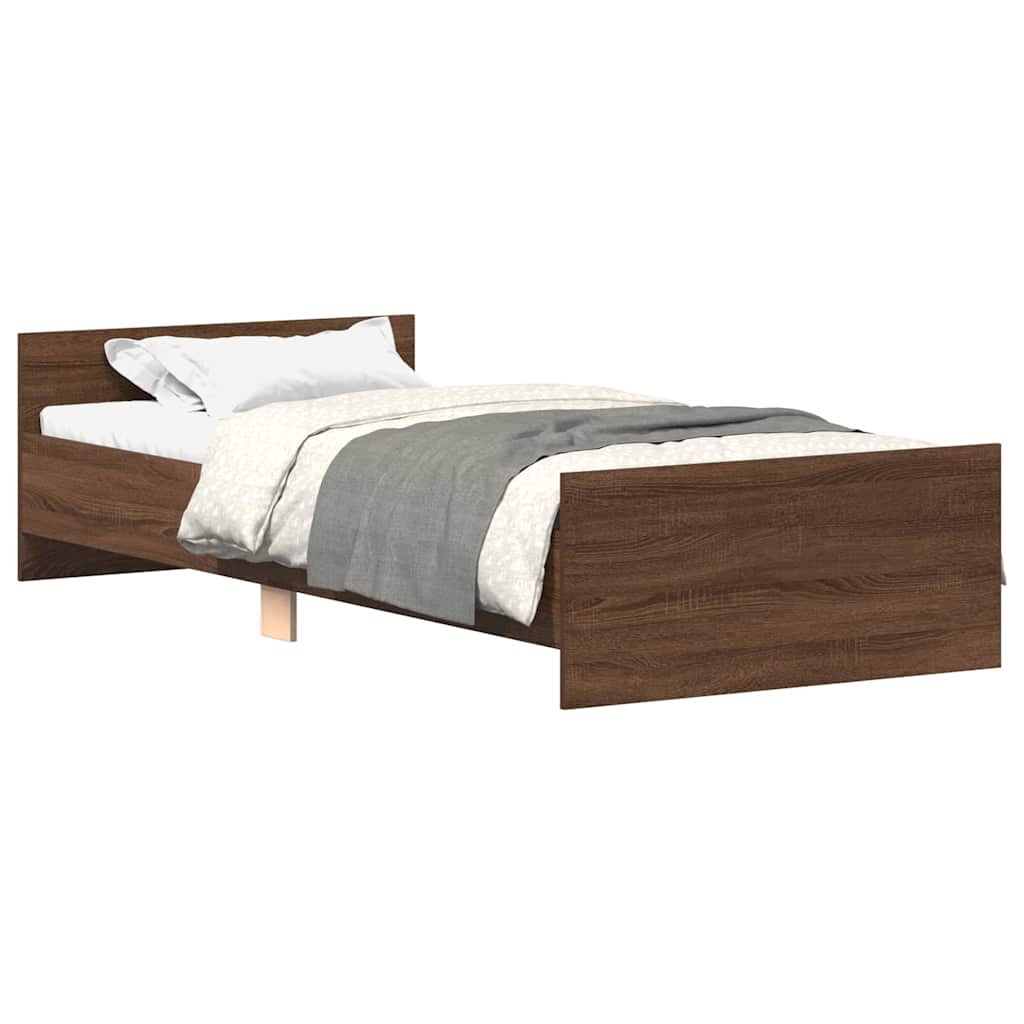 Bed Frame without Mattress Brown Oak 100x200 cm Engineered Wood