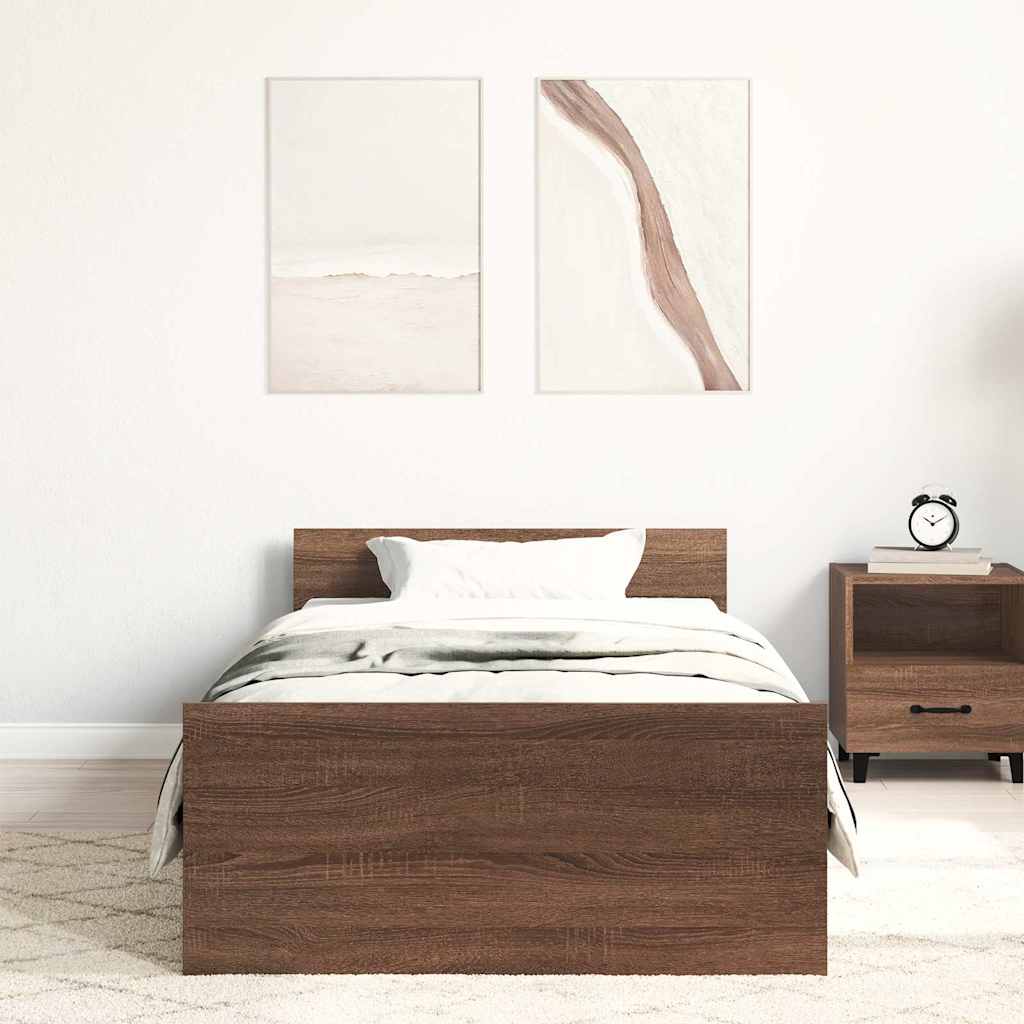 Bed Frame without Mattress Brown Oak 100x200 cm Engineered Wood