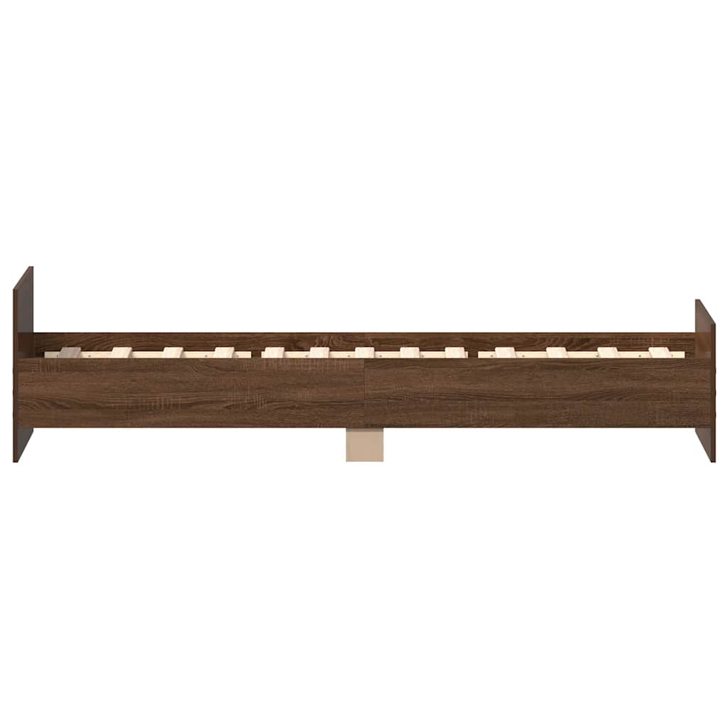 Bed Frame without Mattress Brown Oak 100x200 cm Engineered Wood