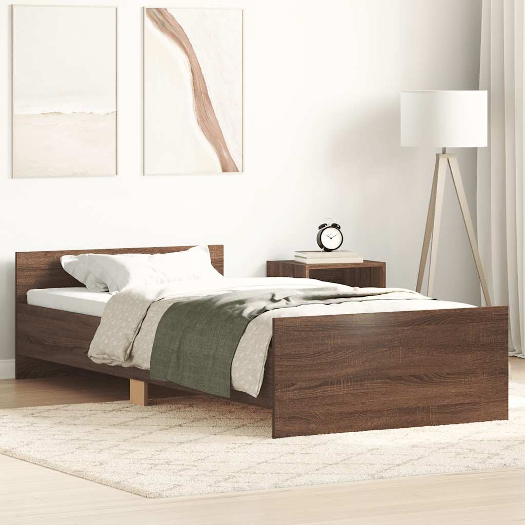 Bed Frame without Mattress Brown Oak 100x200 cm Engineered Wood