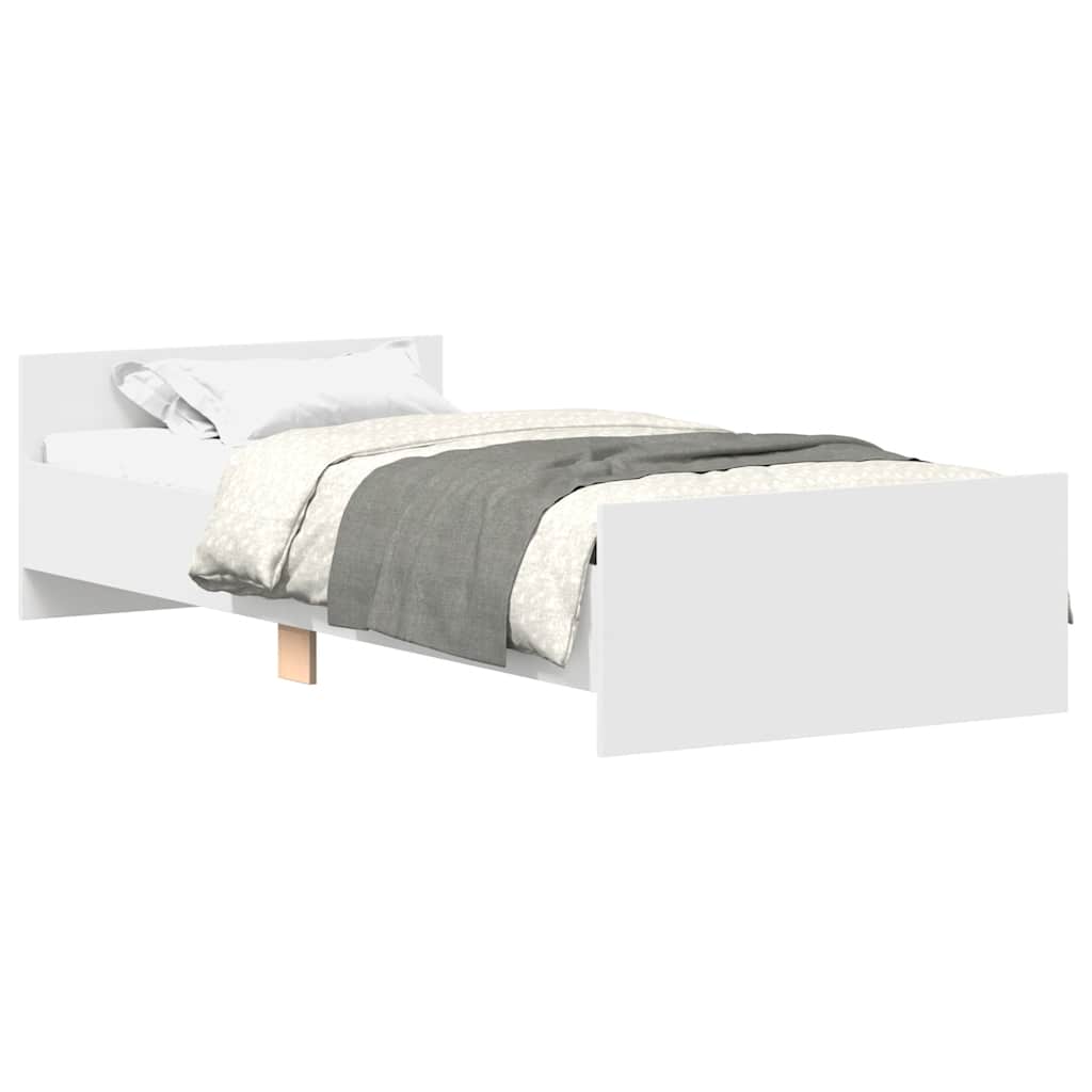 Bed Frame without Mattress White 90x190 cm Single Engineered Wood