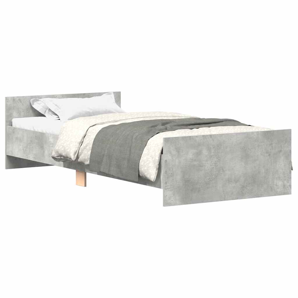 Bed Frame without Mattress Concrete Grey 90x190 cm Single